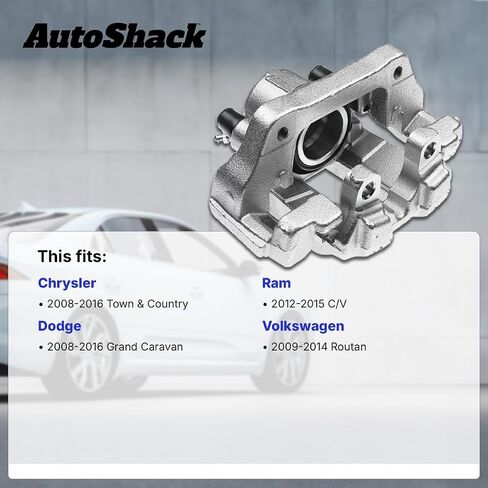 AutoShack Rear Left Brake Caliper Assembly with Bracket Replacement for 2008-2016 Dodge Grand Caravan 2008-2016 Chrysler Town & Country 2009-2014 VW Routan 2012-2015 Ram C/V Driver Side BC3076 in Saudi Arabia
