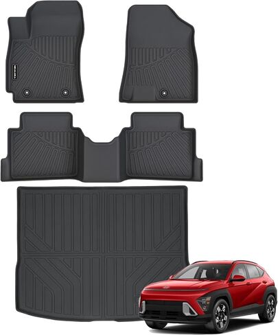 Floor Mats & Cargo Liner for Kia Soul 2025 2024-2020 All Weather Protection TPE Rubber Floor Liners Full Set Automotive Mat Accessories, Black (Only Fits Upper Floor of The Trunk) in Kuwait