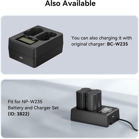 بطارية كاميرا SMALLRIG NP-W235 بقدرة 2400 مللي أمبير في الساعة USB-C لـ Fujifilm X-T5، X-T4، GFX100S، بطارية كاميرا مشحونة بالكامل 2.5H لـ Fujifilm X-T5، X-T4، X-H2S، X-H2، GFX50S II، VG-XT4، X-S20، برتقالي - 4970 in Kuwait