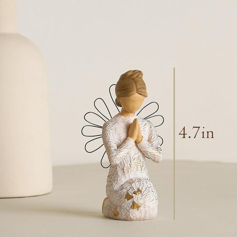 NAN ZAI NAN FANG Sympathy Angel Figurines for Loss of Loved Ones Angel Statues Home Decor Serenity Prayer Gifts for Women Resin Sculpted Hand-Painted Figure Bereavement Gift Idea Praying Hands Statue in Kuwait