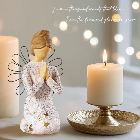 NAN ZAI NAN FANG Sympathy Angel Figurines for Loss of Loved Ones Angel Statues Home Decor Serenity Prayer Gifts for Women Resin Sculpted Hand-Painted Figure Bereavement Gift Idea Praying Hands Statue in Kuwait