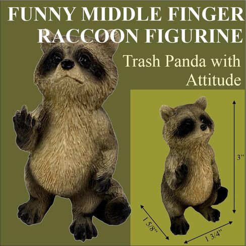 Top Brass Rude Raccoon Figurine - Flipping The Bird/Giving The Middle Finger Whimsical Desk Décor, Funny Novelty Gag Gift in Saudi Arabia