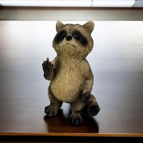 Top Brass Rude Raccoon Figurine - Flipping The Bird/Giving The Middle Finger Whimsical Desk Décor, Funny Novelty Gag Gift in Saudi Arabia
