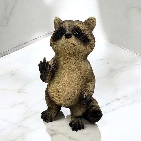 Top Brass Rude Raccoon Figurine - Flipping The Bird/Giving The Middle Finger Whimsical Desk Décor, Funny Novelty Gag Gift in Saudi Arabia