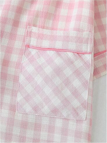 Verdusa Women's 2 قطعة منقوشة Pajama تعيين زر قصير الأكمام أسفل القمصان مع سروال in Kuwait