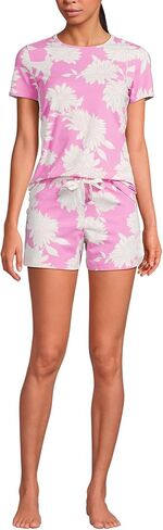 Lands' End Women's Knit Pajama Short Set Short Sleeve T-Shirt and Shorts in Saudi Arabia