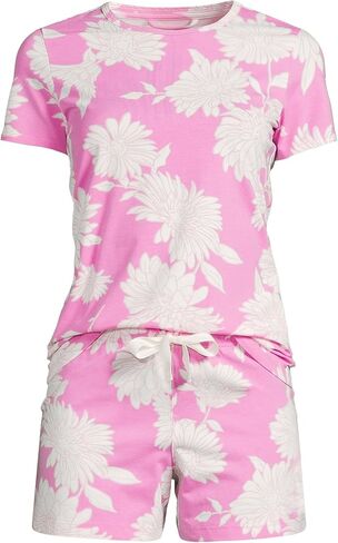 Lands' End Women's Knit Pajama Short Set Short Sleeve T-Shirt and Shorts in Saudi Arabia