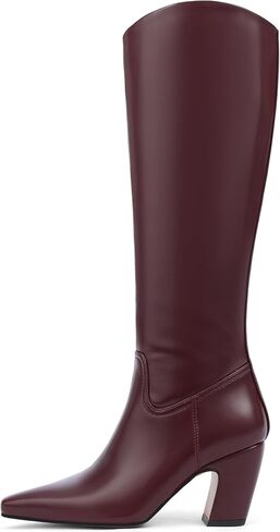 Oiamenne Wide Calf Knee High Boots Women Square Toe Chunky Heel Boots | Stable Block Heel, Easy Side Zipper, Roomy Wide Calf Shaft, Tall boots for Fall and Winter Outfits in Saudi Arabia