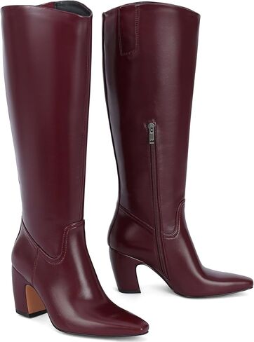 Oiamenne Wide Calf Knee High Boots Women Square Toe Chunky Heel Boots | Stable Block Heel, Easy Side Zipper, Roomy Wide Calf Shaft, Tall boots for Fall and Winter Outfits in Saudi Arabia
