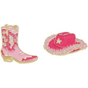 2Pcs Cowboy Hat Cowboy Boots Enamel Pin, Cartoon Drip Oil Hat Boots Lapel Pin, Western Style Jewelry in Kuwait