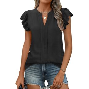 ANRABESS Women Dressy Casual Blouse Ruffle Sleeve V Neck Textured Shirts 2025 Summer Business Work Tops in Saudi Arabia