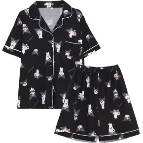 Kawaii Cartoon Pajamas for Women Girls Sleepwear Loungewear Short Sleeve Shirt with Shorts 2 Piece Pajama Sets in Kuwait