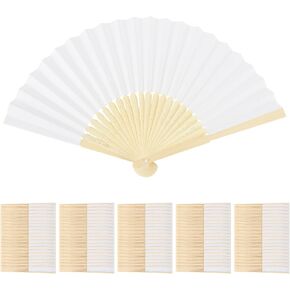 100pcs Paper Fans Handheld Folding Fans Bulk Fans for Line Dancing Bulk White Wedding Fans Folding Fans Handheld for Guest Dancing Party DIY Craft Photo Props Wall Decoration in Kuwait