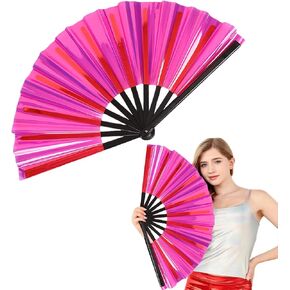 Folding Hand Fan for Line Dancing, Boots on The Ground Fan, Foldable Craft Holding Colors Fan Popping Hand Fan for Dance Parties (Transparent Blue) in Saudi Arabia