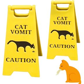 Cat Vomit Sign 2Pcs – Ideal for Cat-Themed Decoration, Witty Warnings, and Delightful Gifts for Cat Enthusiasts in Saudi Arabia