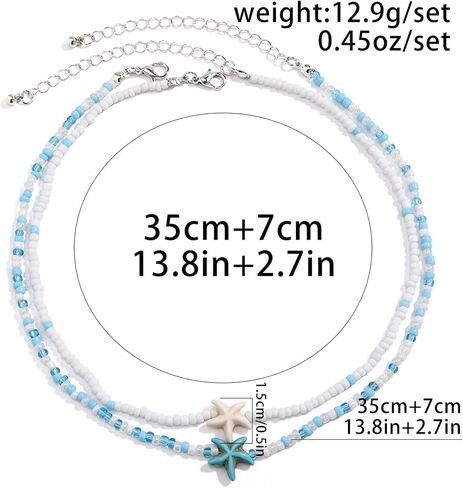 Boho Beaded Choker Necklaces for Women Layered Shell Starfish Charms Necklace Summer Surfer Beach Necklace Jewelry Gift in Saudi Arabia