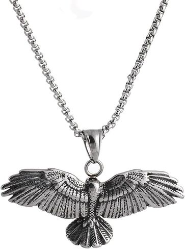 YWMAN Gothic Raven Wings Pendant Necklace Goth Stainless Steel Chain Crow Choker Mystic Witch Jewelry Gift Accessories in Saudi Arabia