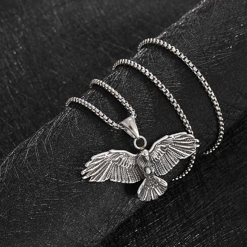 YWMAN Gothic Raven Wings Pendant Necklace Goth Stainless Steel Chain Crow Choker Mystic Witch Jewelry Gift Accessories in Saudi Arabia