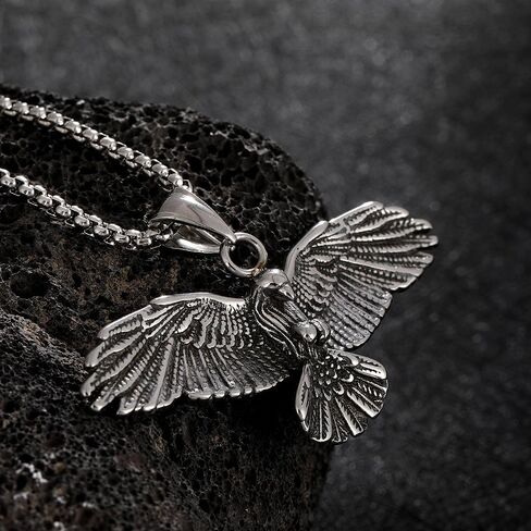 YWMAN Gothic Raven Wings Pendant Necklace Goth Stainless Steel Chain Crow Choker Mystic Witch Jewelry Gift Accessories in Saudi Arabia