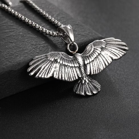 YWMAN Gothic Raven Wings Pendant Necklace Goth Stainless Steel Chain Crow Choker Mystic Witch Jewelry Gift Accessories in Saudi Arabia