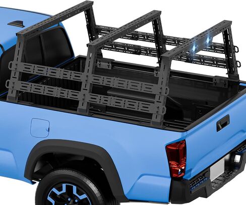 Adjustable 14.5-17.3" High Truck Bed Racks with LED Lights Ladder Rack Compatible for Ford F-Series/Ram/Silverado/Sierra/Tacoma/Tundra/Gladiator JT/Colorado/Canyon/Titan/Frontier Cargo Carrier in Kuwait