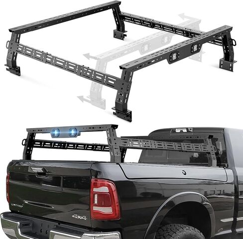 Adjustable 14.5-17.3" High Truck Bed Racks with LED Lights Ladder Rack Compatible for Ford F-Series/Ram/Silverado/Sierra/Tacoma/Tundra/Gladiator JT/Colorado/Canyon/Titan/Frontier Cargo Carrier in Kuwait