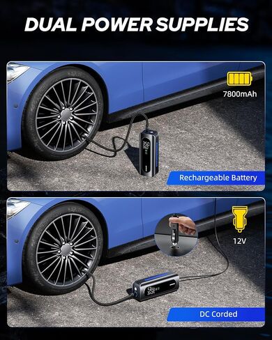 AUTOONE Tire Inflator Portable Air Compressor - 4X Faster 150PSI Cordless Air Pump with Digital Tire Pressure Gauge, 12V Car Power Adapter - For Car, Motorcycle, Bike, Ball and More in Saudi Arabia