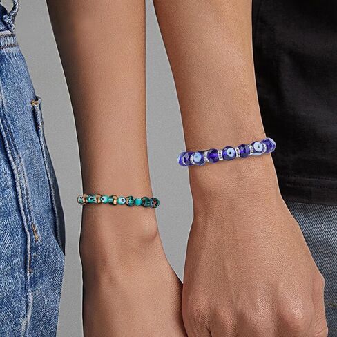 2pcs سوار شرير للعين للنساء ، الكريستال التركي الكابالا حماية الحظ تميمة سوار مطرز هدية المجوهرات لأفضل الأصدقاء in Kuwait