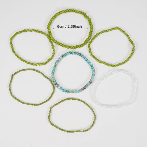 Boho ملونة قابلة للتكديس حبات زجاجية تمتد الأساور متعددة الطبقات للنساء المجوهرات البوهيمية in Kuwait