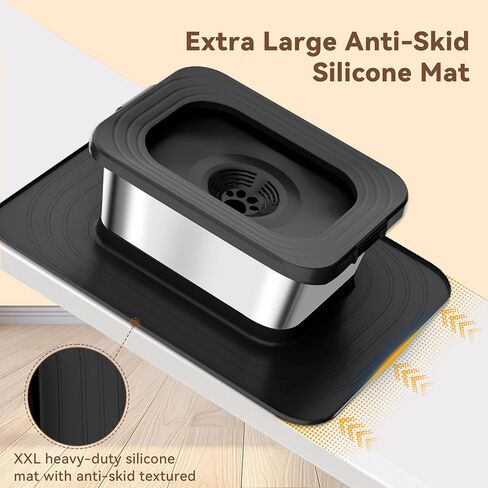 10L No Spill Dog Water Bowl, 2.6 Gal Stainless Steel No Splash Large Dog Water Bowl with Non-Slip Silicone Mat, Spill Proof Slow Drinking Pet Bowl for Messy Drinkers Indoor/Outdoor Use in Kuwait