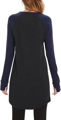 Lightbare Women’s Fleece Long Sleeve Dress Thermal Pullover Crew Neck Tunic Sweatshirt Dress with Pocket Winter Dresses in Kuwait