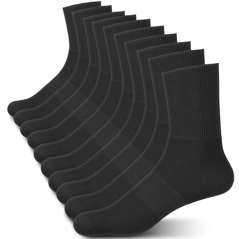 10 Pairs Crew Socks & Ankle Socks for Men Black & White Size 6-11 with Heel Padding for Everyday Use in Kuwait