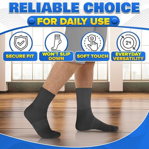 10 Pairs Crew Socks & Ankle Socks for Men Black & White Size 6-11 with Heel Padding for Everyday Use in Kuwait