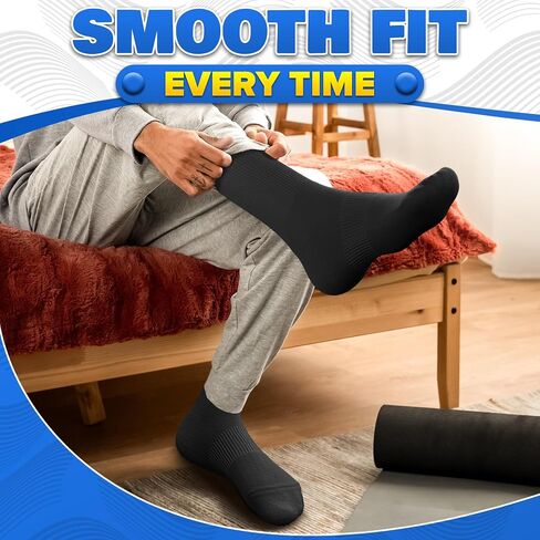 10 Pairs Crew Socks & Ankle Socks for Men Black & White Size 6-11 with Heel Padding for Everyday Use in Kuwait