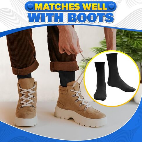 10 Pairs Crew Socks & Ankle Socks for Men Black & White Size 6-11 with Heel Padding for Everyday Use in Kuwait
