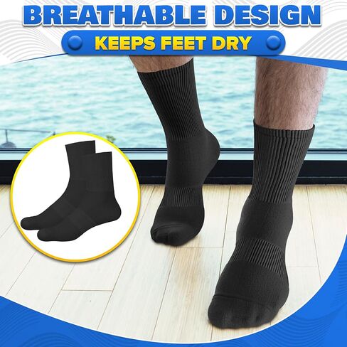 10 Pairs Crew Socks & Ankle Socks for Men Black & White Size 6-11 with Heel Padding for Everyday Use in Kuwait