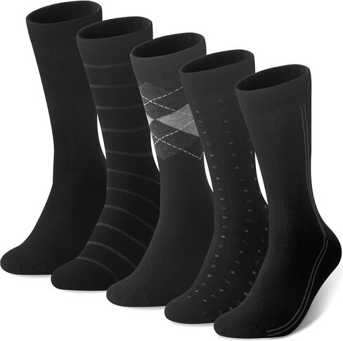 Wildarms Mens Dress Socks, 5 Pack Soft Breathable Viscose from Bamboo Rayon Sock, Classic Mid Calf Socks for Men in Saudi Arabia
