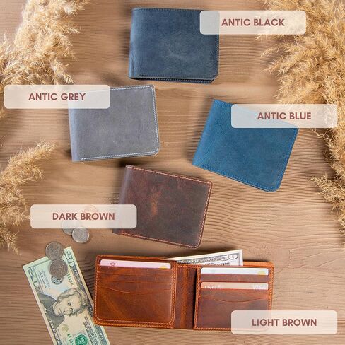 Personalized Leather Wallet for Men – Engraved Name or Initial, Custom Monogram in 5 Colors & 6 Designs – Ideal Gift for Husband, Dad, Boyfriend, Wedding, Anniversary, or Birthday, Gifts for Man in Saudi Arabia