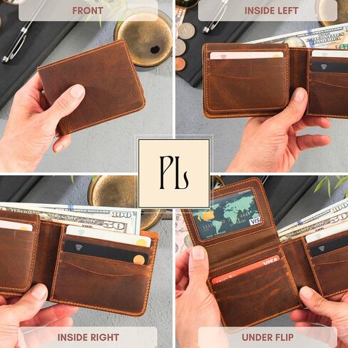 Personalized Leather Wallet for Men – Engraved Name or Initial, Custom Monogram in 5 Colors & 6 Designs – Ideal Gift for Husband, Dad, Boyfriend, Wedding, Anniversary, or Birthday, Gifts for Man in Saudi Arabia