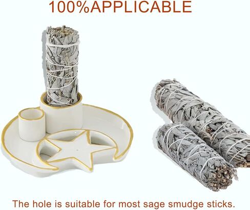 حامل البخور ، 4 في 1 Palo Santo حامل لحرق الحكيم والعصي ، 5.9 بوصة الخزانة الموقد ، حامل الشمعة الأبيض صينية الرماد للتأمل منزل زن ديكور هدية in Saudi Arabia