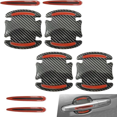 8PCS Car Door Handle Protector, Reflective Door Handle Bowl Protector, Impact and Scratch Resistant Carbon Fiber Soft Sticker, Universal Car Exterior Bowl Cover Protection Accessories (White) in Saudi Arabia