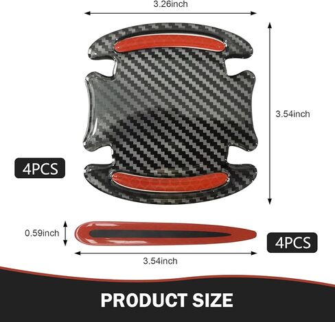 8PCS Car Door Handle Protector, Reflective Door Handle Bowl Protector, Impact and Scratch Resistant Carbon Fiber Soft Sticker, Universal Car Exterior Bowl Cover Protection Accessories (White) in Saudi Arabia