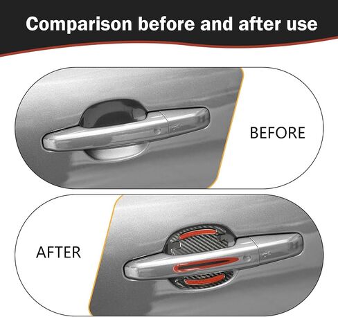 8PCS Car Door Handle Protector, Reflective Door Handle Bowl Protector, Impact and Scratch Resistant Carbon Fiber Soft Sticker, Universal Car Exterior Bowl Cover Protection Accessories (White) in Saudi Arabia