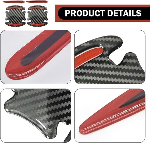 8PCS Car Door Handle Protector, Reflective Door Handle Bowl Protector, Impact and Scratch Resistant Carbon Fiber Soft Sticker, Universal Car Exterior Bowl Cover Protection Accessories (White) in Saudi Arabia