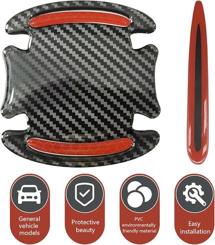 8PCS Car Door Handle Protector, Reflective Door Handle Bowl Protector, Impact and Scratch Resistant Carbon Fiber Soft Sticker, Universal Car Exterior Bowl Cover Protection Accessories (White) in Saudi Arabia