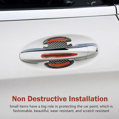 8PCS Car Door Handle Protector, Reflective Door Handle Bowl Protector, Impact and Scratch Resistant Carbon Fiber Soft Sticker, Universal Car Exterior Bowl Cover Protection Accessories (White) in Saudi Arabia