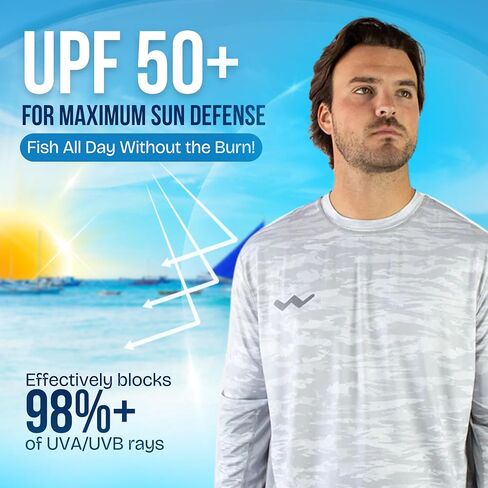 WindRider UPF 50+ Sun Protection Long Sleeve Shirts for Men – Rash Guard Mens Swim Shirt for Fishing Swimming & Outdoor Fun in Kuwait