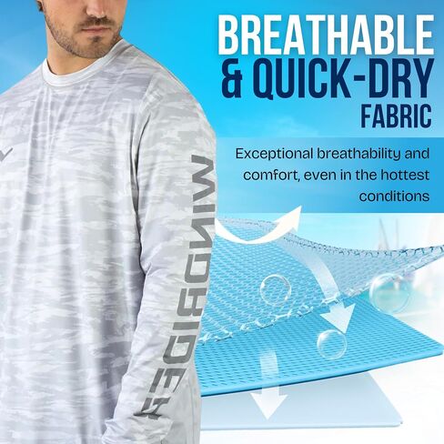 WindRider UPF 50+ Sun Protection Long Sleeve Shirts for Men – Rash Guard Mens Swim Shirt for Fishing Swimming & Outdoor Fun in Kuwait