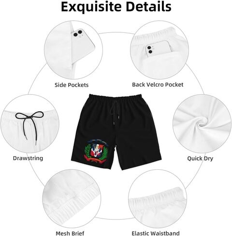 ROHKAO Dominican Republic Swim Trunks Man Quick Drying Swim Suits Mesh Lining with Pockets Board Shorts in Kuwait