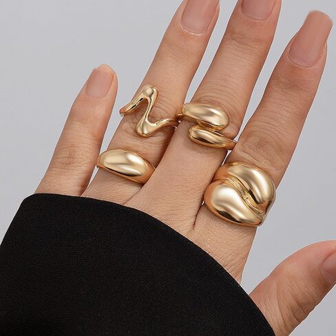 Frodete Chunky Gold Rings Set for Women Statement Ring Stackable Gold Rings Chunky Minimalist Ring Trendy Minimalist Jewelry in Saudi Arabia